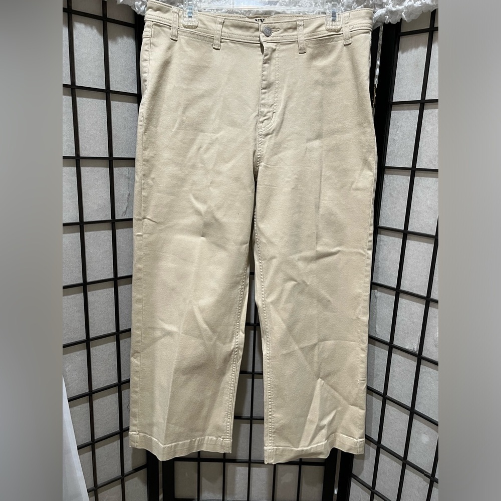 NY&C Beige KHAKI HIGH RISE WIDE LEGS WOMEN PANTS, SIZE 14. - Picture 1 of 8